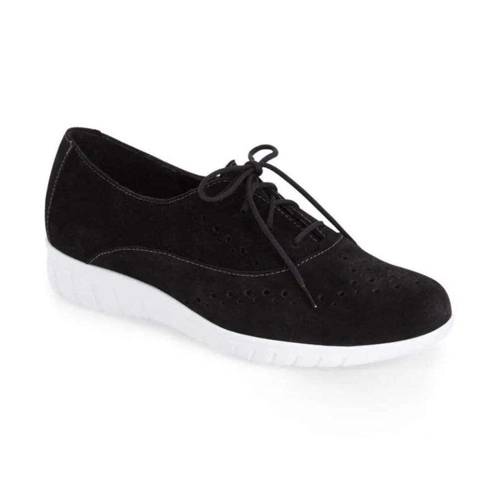 Munro Women's Black Wellesley Oxford Suede Lace Up Casual‎ Sneaker Size 8.5